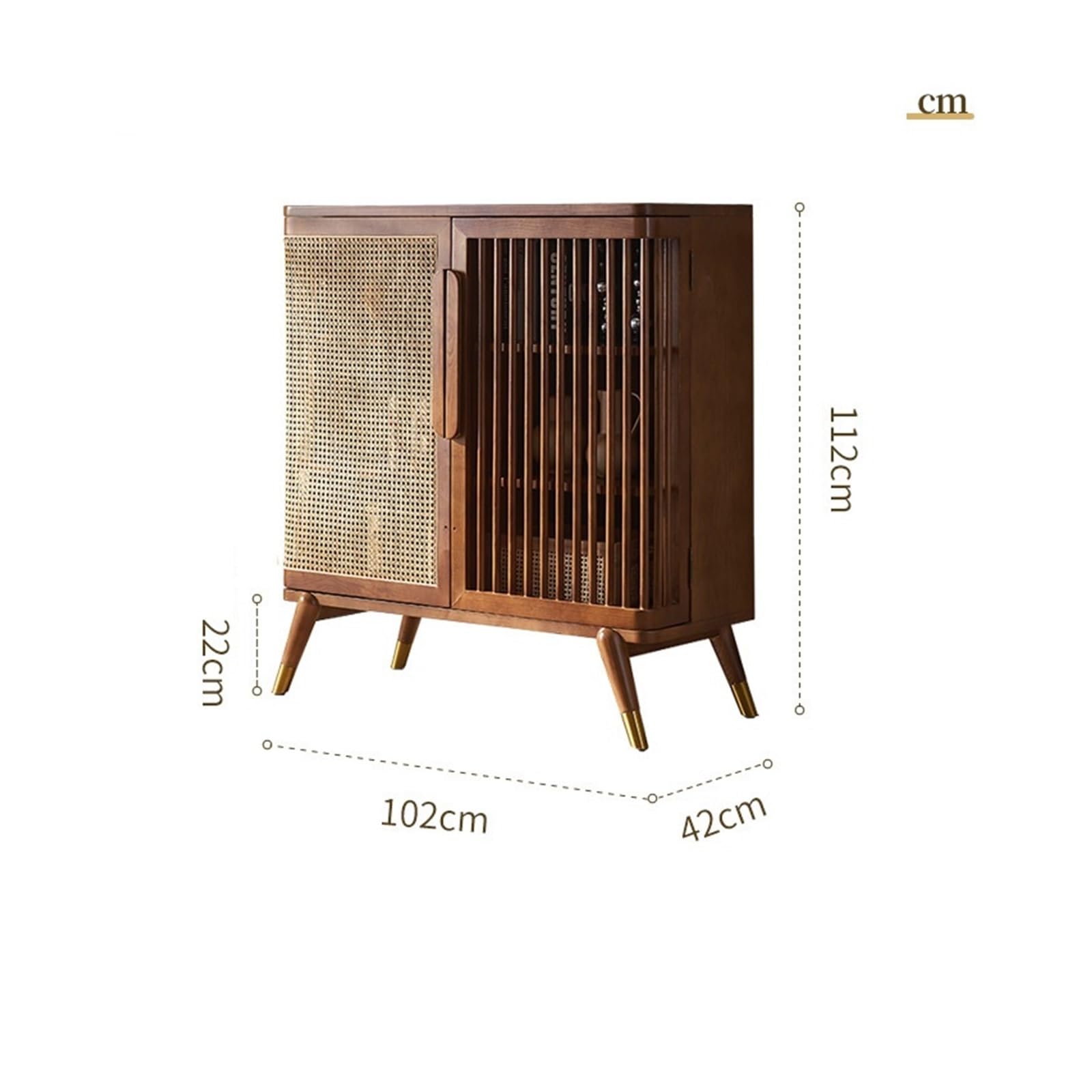 Armadio cucina Mobile contenitore for soggiorno con credenza in legno rattan stoccaggio
