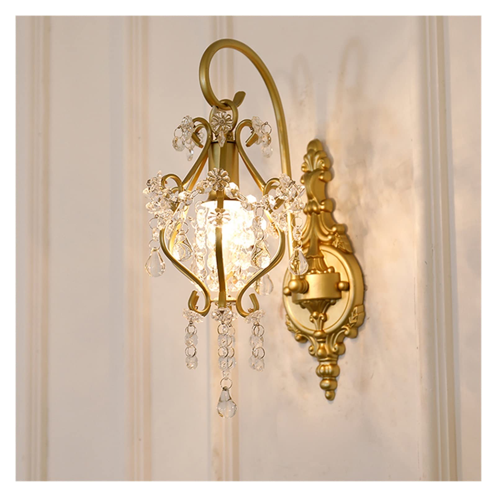 VDOQTLJT Wall lamp Copper Lamp Bedroom Bedside Double Head Staircase Aisle Lights American Living Room Decorations Background Light Sconce(A2light,WarmWhite)