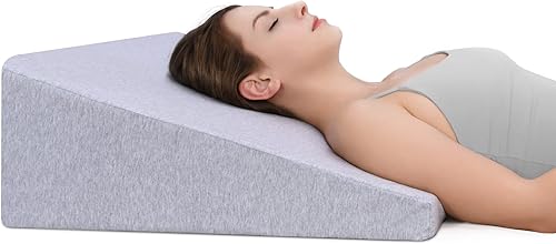 RECCI Almohada de cuña de cama con parte superior de espuma viscoelástica, almohada de cuña para la espalda, almohada de cuña para dormir y reflujo