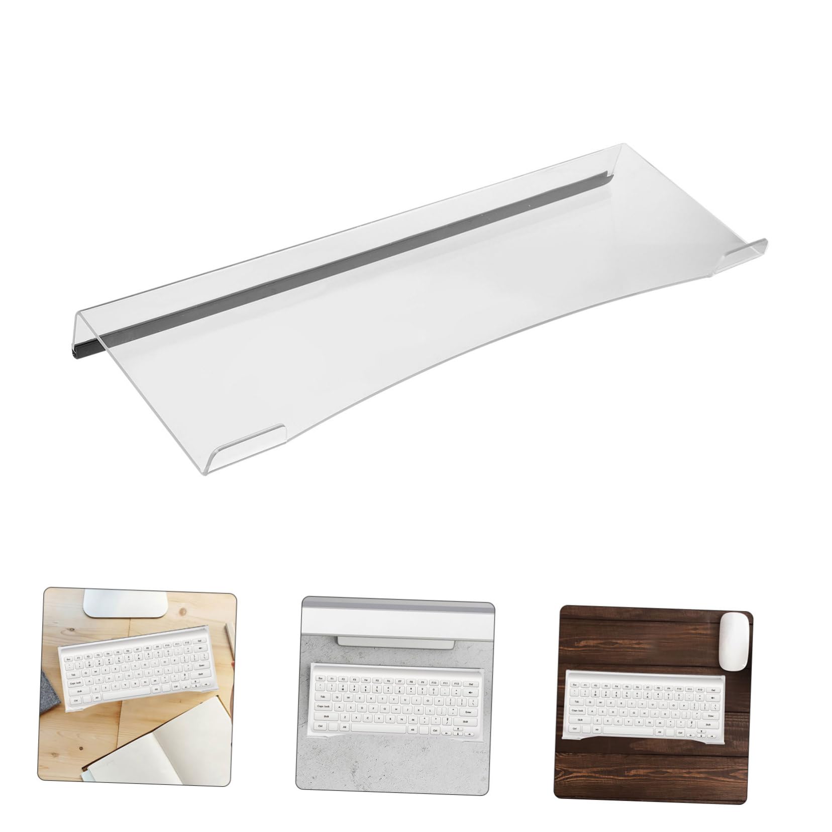 Veemoon Acrylic Keyboard Stand Riser Ergonomic Keyboard Lifter for Desk Transparent Non Slip Base Gaming Desk Accessory Easy Assembly for Office and Home Use