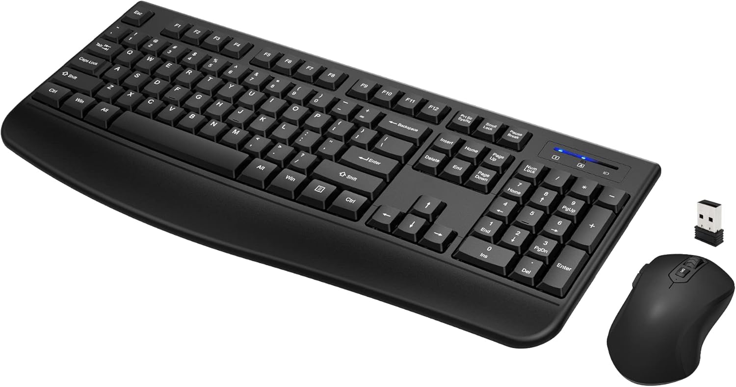 Wireless Keyboard and Mouse Combo, EDJO FullSized 2.4GHz Wireless
