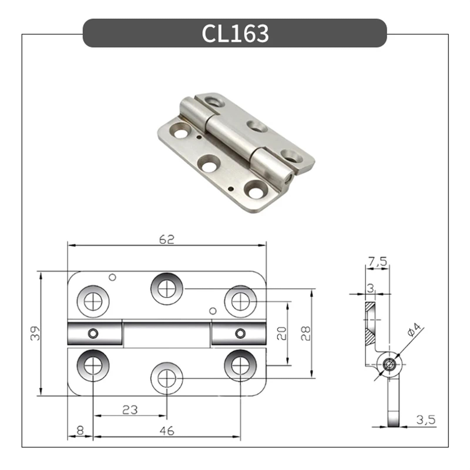 Cerniera for armadio industriale addensata pesante 304SS 1 pezzo