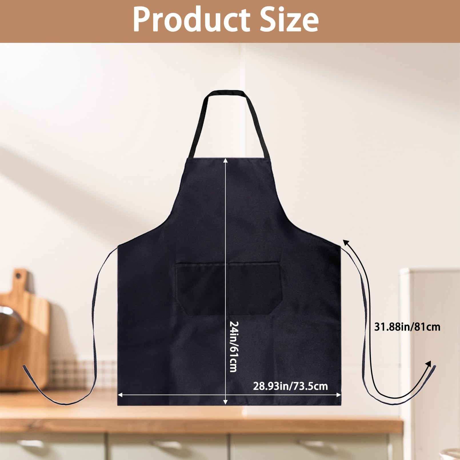 12 grembiuli neri con 2 tasche, grembiule da cucina per donne uomini chef, lavabili in lavatrice