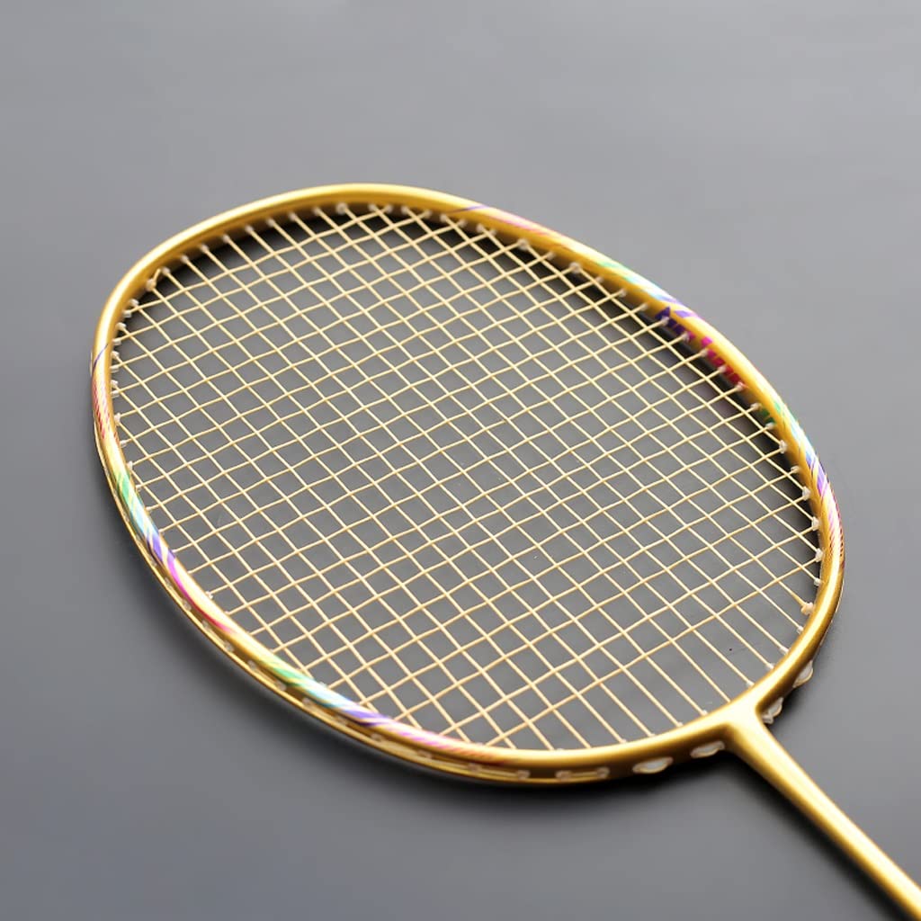 Super Light 8U 65G Badminton Rackets Strung Professional Full Carbon Fiber Racquet Bags Max Tension 30LBS Padel For Adult(D)