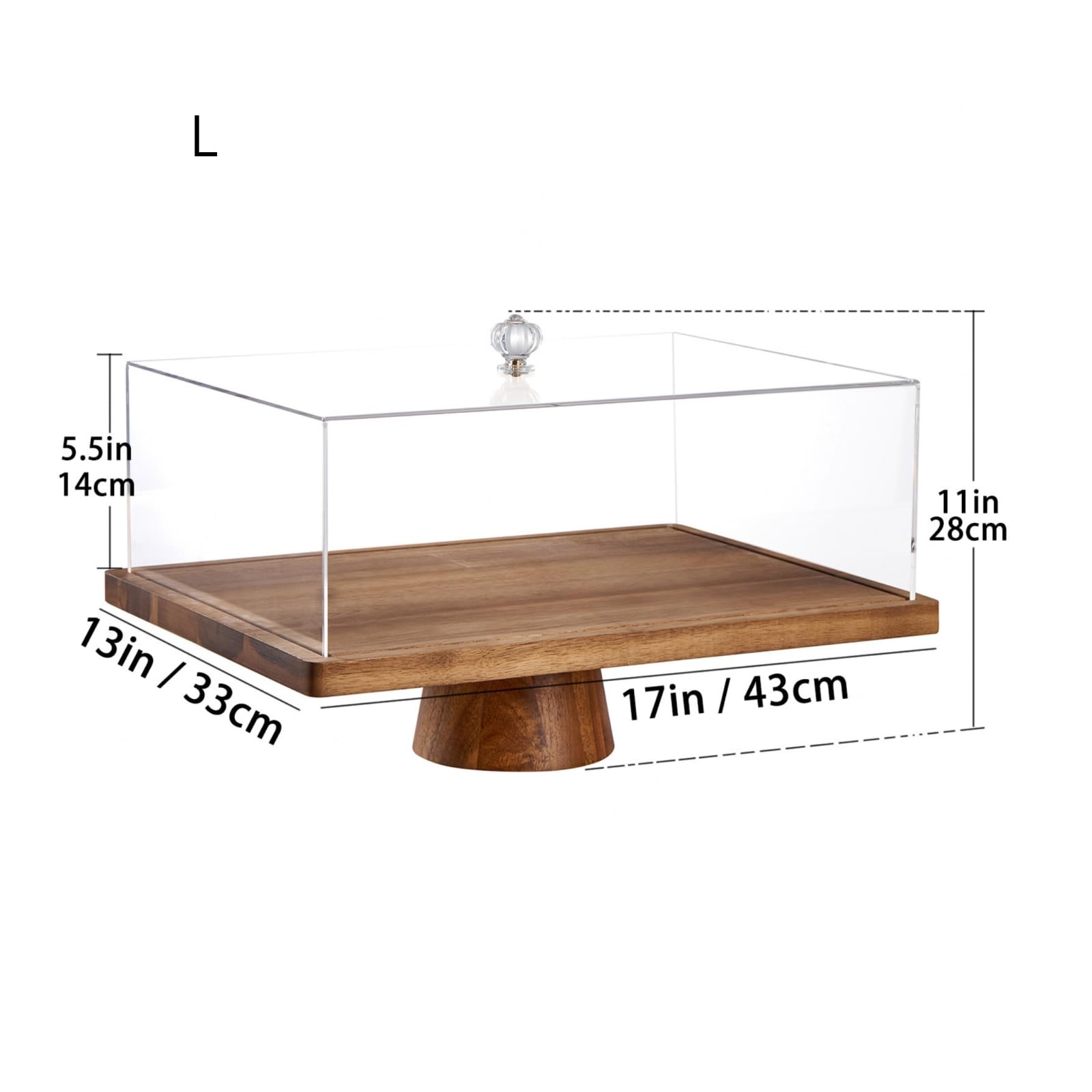 rockible Présentoir à Gâteau Cloche | En Bois, Plat à Gâteau Cvercle, Transparent, pr Réceptions, Pâtissiers, Grande 43 CM