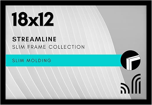 Americanflat 18x12 Picture Frame with Polished Plexiglass - Streamline Collection - Thin Border Picture Frame for Wall Display - Hanging Hardware Included - Black