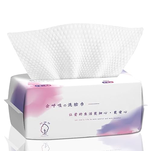 Toallas faciales limpias, 100 paños desechables biodegradables para piel sensible, tejido facial sin pelusa para limpieza, cuidado de la piel y