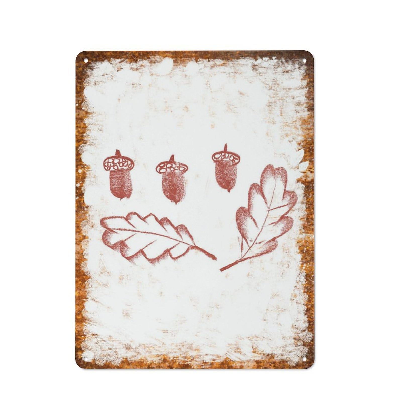 peiyeety Metal Tin Sign Acorn And Oak Leaf Pattern Vintage Rustic Wall Art Kitchen Bathroom Bedroom Living Room Cafe Farmhouse Entryway Office Garage Home Bar Laundry Room Porch Patio 6x8 Inch
