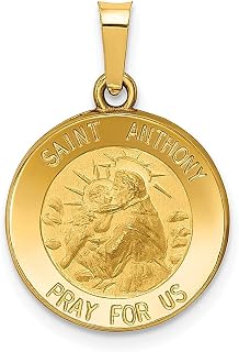 Colar com pingente de medalha de São Antônio em ouro amarelo 14 k religioso padroeiro St joias finas para mulheres presentes para ela