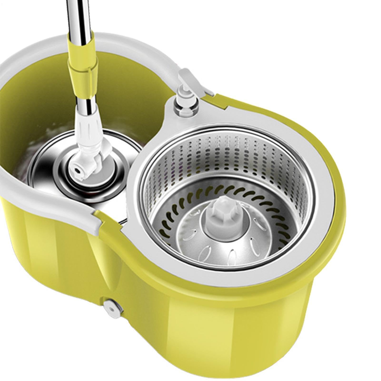 Trapeador con Cubo Girador - Dispositivo de Pedal, Microfibra Ajustable | Juego Tina Multiusos para Limpieza Pisos, Mango Telescópico Acero Inoxidable | Barredora Pisos conserjes y propietarios