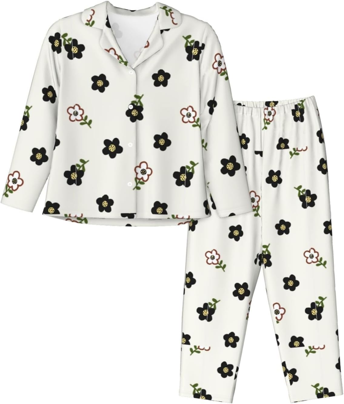 [Limpac] 美しい花柄 パジャマ レディース 部屋着 寝間着 前開き 上下セット 長袖 長ズボン ルームウェア クラシック ル