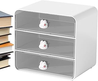 Desk Storage Box,Storage Box with Drawers - Stackable Desk Drawer Organizer Desktop Paper Organizer for Printer Paper File Drawer Organizer Box Clear Storage Drawer Phasz