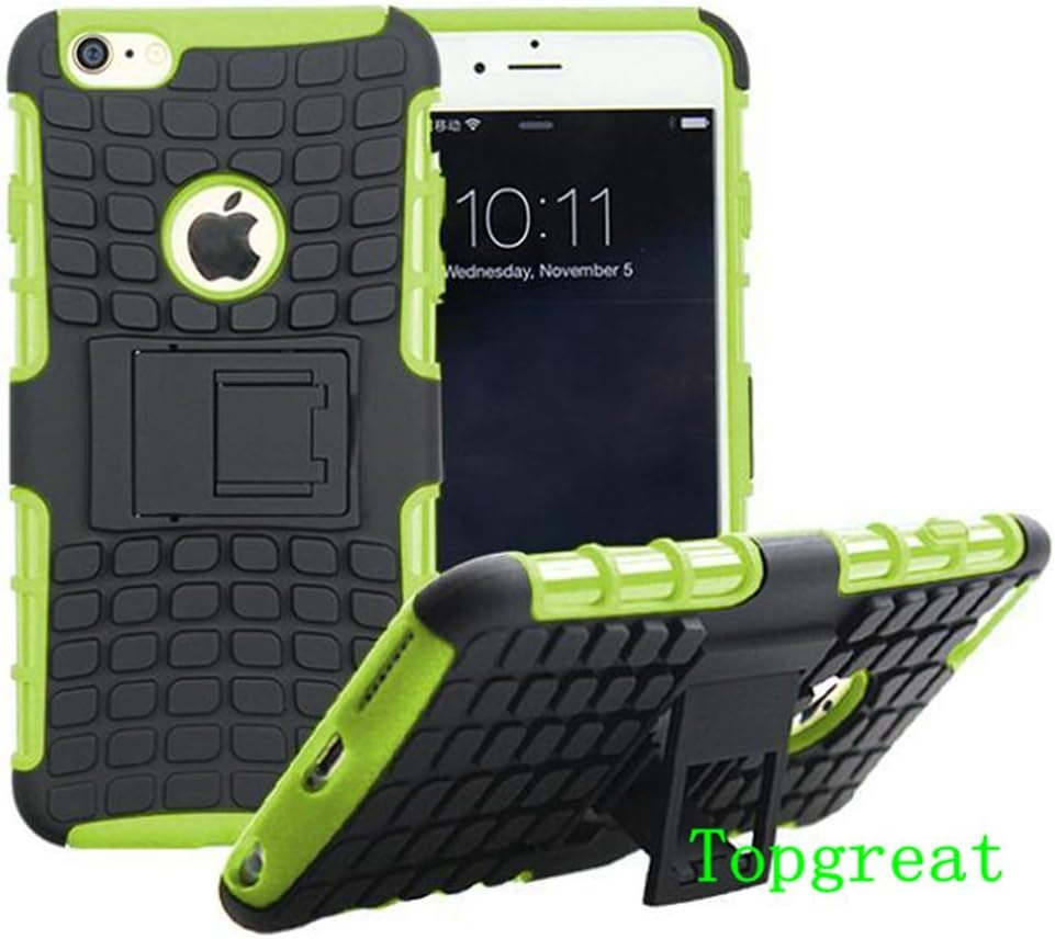 iphone 6 plus Case,iphone 6s plus Case,TopGreat/TPU+PC/Fashion/Non Slip/anti-stain/drop Resistant/slim Lightweight Shockproof Dual Hybrid Layer Cover Case with Kickstand/Gifts/5.5 Inch/(Green)