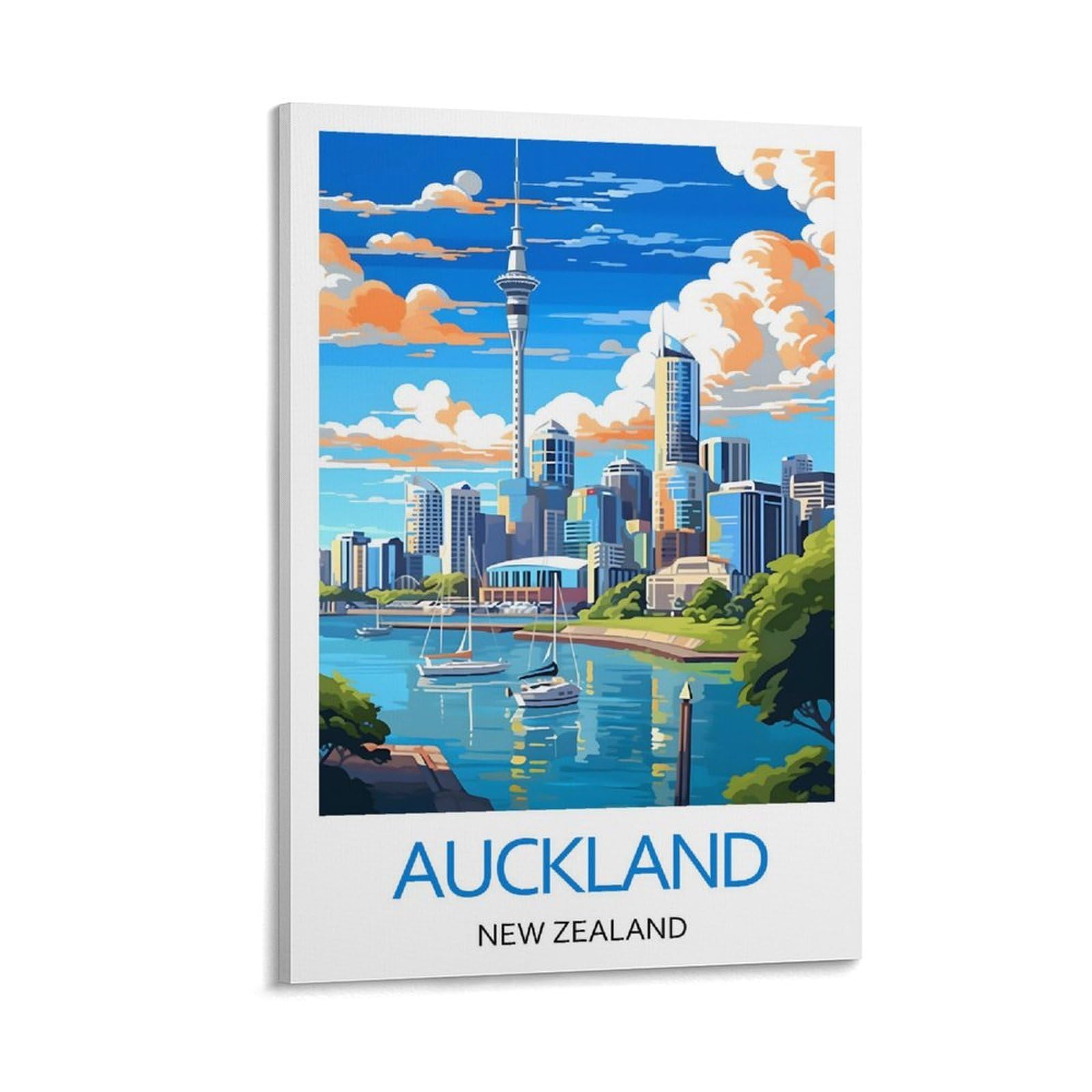 YJNENG Canvas Art Picture Auckland New Zealand Wall Decor Art Painting Posters Modern Family Decorative Poster 08x12inch(20x30cm)