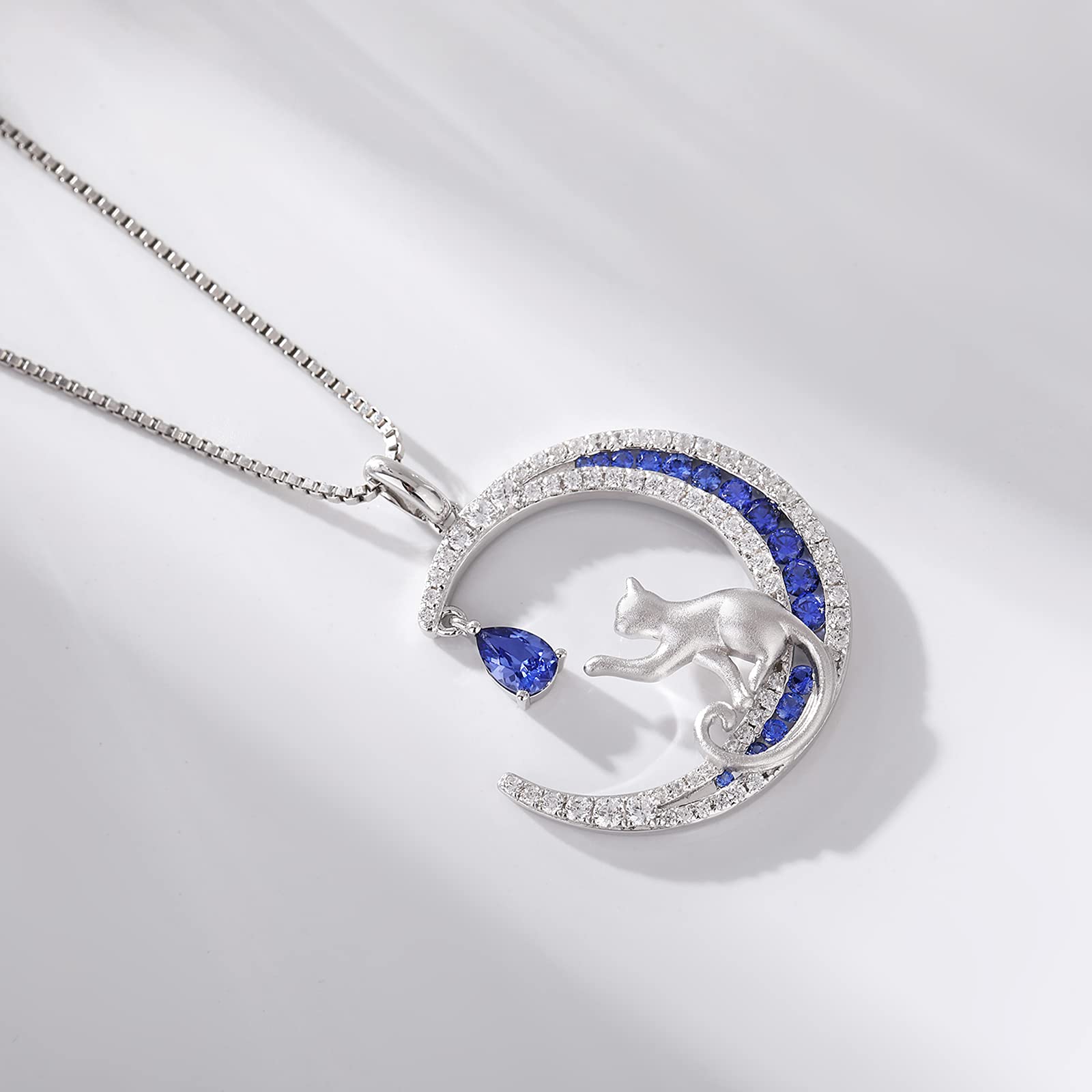 jiamiaoi Collar Gato Plata de ley Colgante gato plata Colgante gato luna Colgante con gatito Collar con colgante de gato mujer gatos