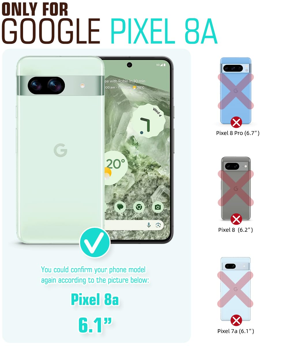 OCASE Compatible with Google Pixel 8A Wallet Case, PU Leather Flip Folio Case with Card Holders RFID Blocking Kickstand [Shockproof TPU Inner Shell] Phone Cover 2024 (Green)