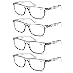 OLOMEE Large Reading Glasses Mens Oversized Wide Readers +1.50 Lightweight Square Magnifying Cheaters for Men W/Big Head 4 Pack