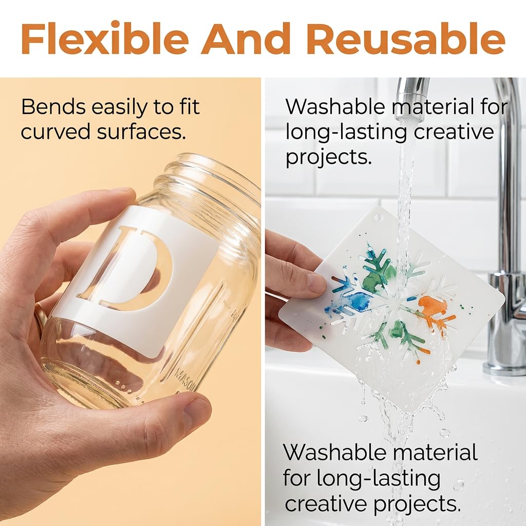 80 Pcs Pochoirs pour Peinture, Pochoir Lettre Alphabet et Chiffre, Modeles Reutilisables en Plastique, Normographe Lettre pour Scrapbooking, Art Projects, Decoration Murale et Bricolage DIY - 4