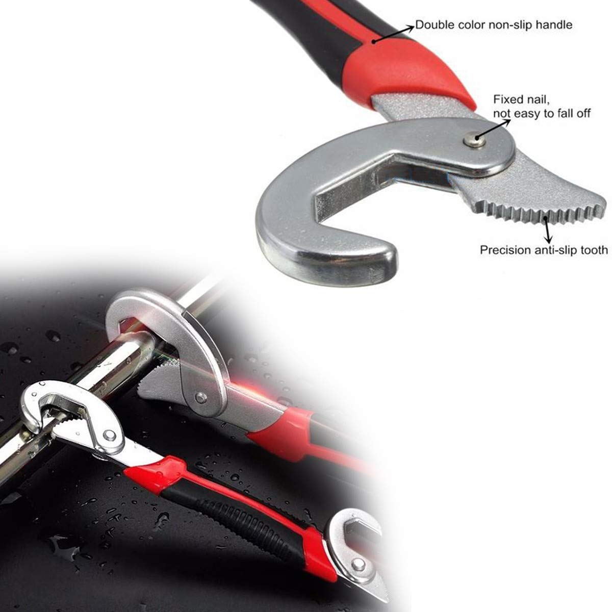 Feinerman 2 Pcs Snap N Grip Tool Universal Adjustable Socket Wrench Spanner Set, Stainless Steel Hand Tool Kit for Nuts, Bolts, Plumbing, Car Repair, Perfect for Home Workshop, 9Mm to 32 Mm Works 3