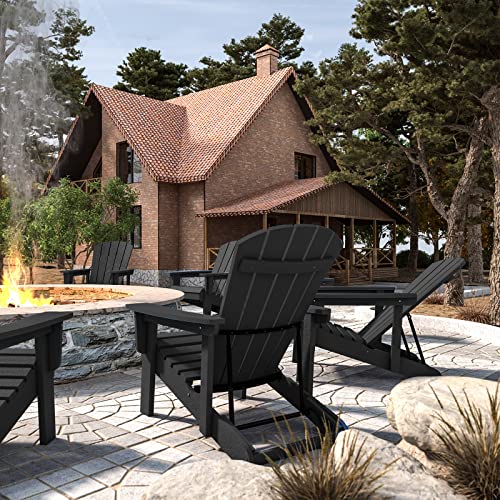 Serwall Adjustable Backrest Adirondack Chair, All-Weather Adirondack Chair-Gray #TOP1