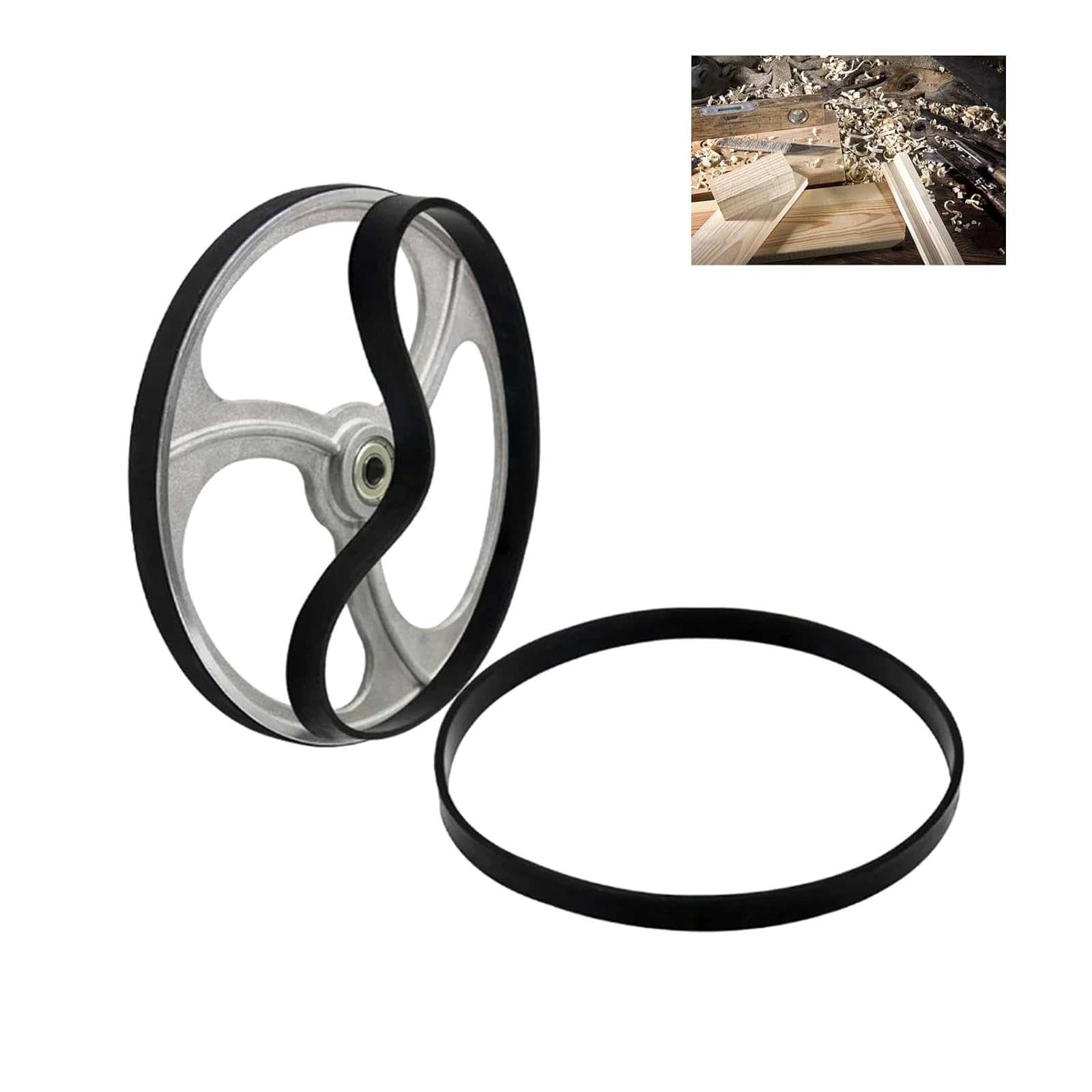 2 Stück Bandsägen Gummiband, Gummireifen Holzbearbeitungs Ersatzteile Gummiband Säge Scrollrad Gummiring für Bandsägen Zubehör (8 Zoll, Schwarz)