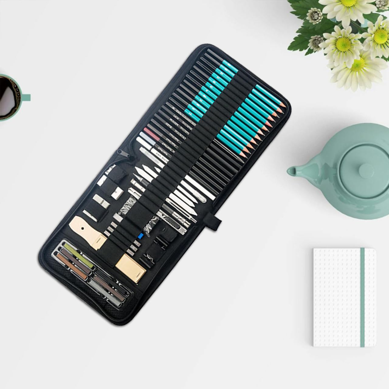 Kit de Crayons à Dessin pour Croquis, 50 Pièces, Ensemble Professionnel