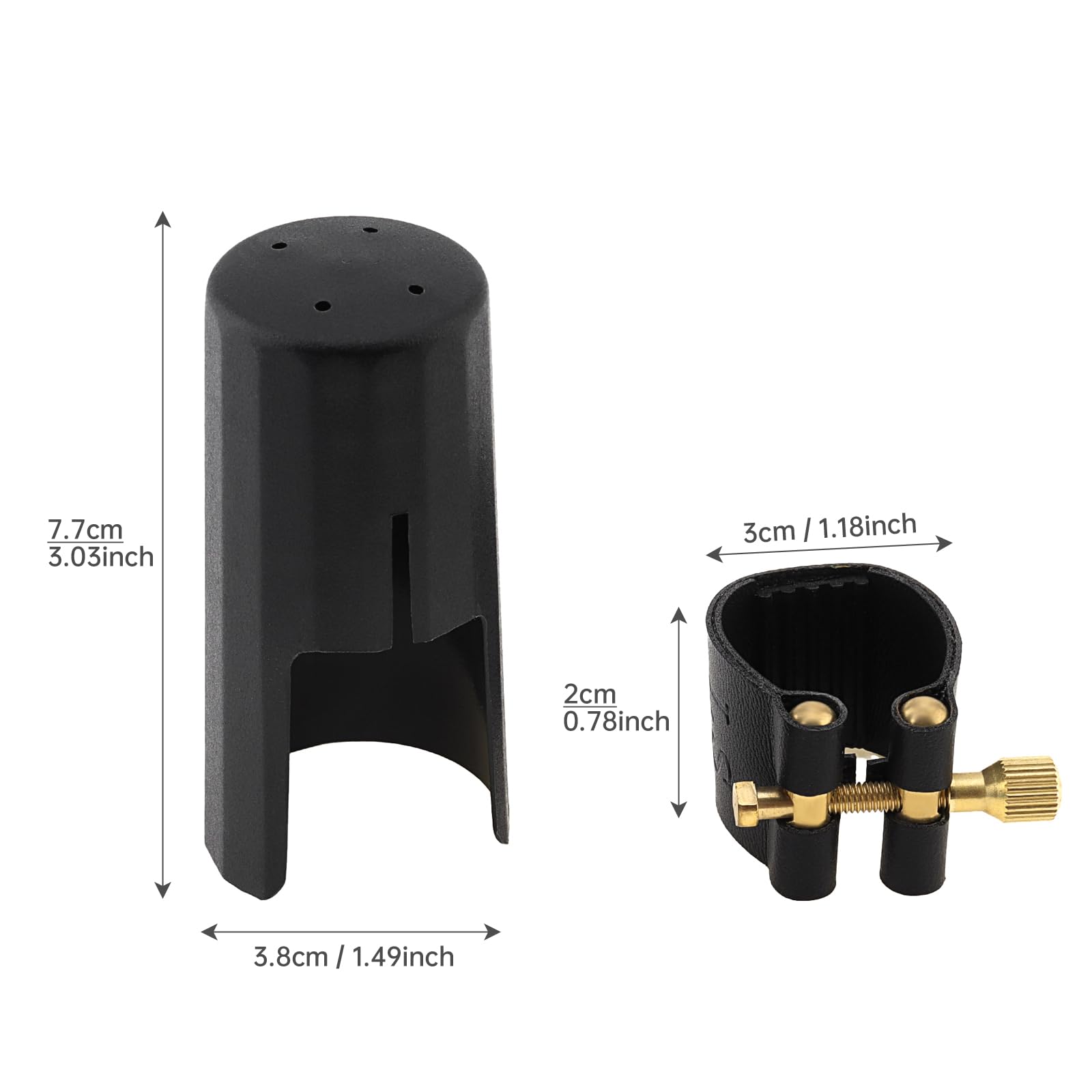 Legatura E Tappo Per Bocchino Clarinetto - Pelle E Metallo, Nero - Foto 2