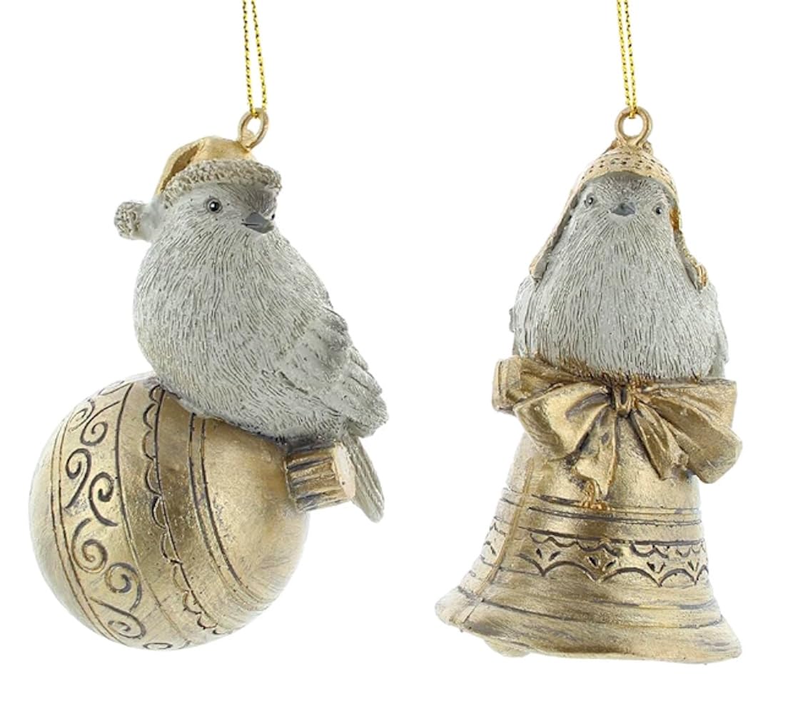 鳥のベル ／ オーナメント Amazon.co.jp: The Bridge Collection 3.5インチ 鳥の金色の