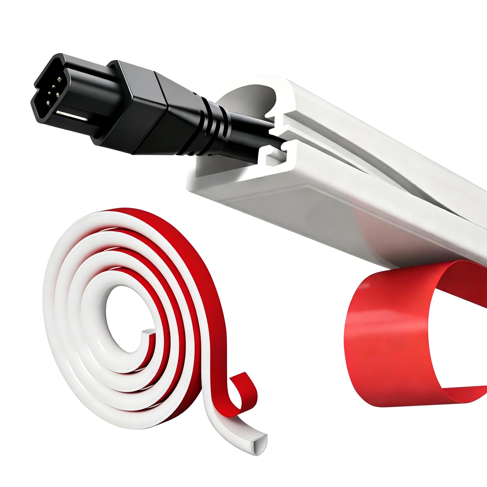 6M Mini White Flexible Silicone Cable Trunking for One Cord,Half-Round Self