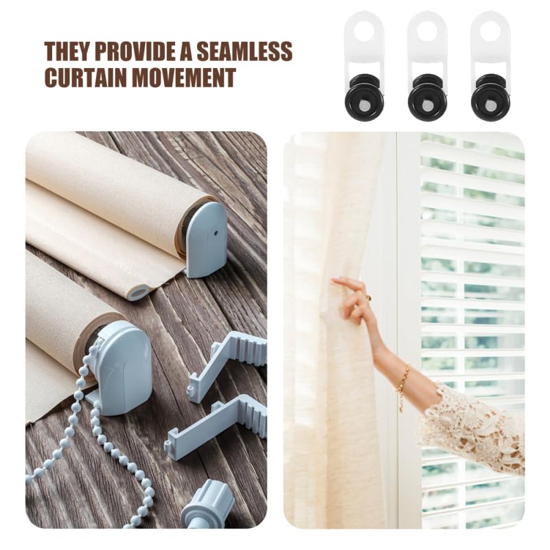 JECOMPRIS Ceiling Curtain Track Rollers with Dual Wheel Hooks Silent Sliding Curtain Gliders for Window and Shower Rails Smooth Operation Replacement Gliders - Image 2