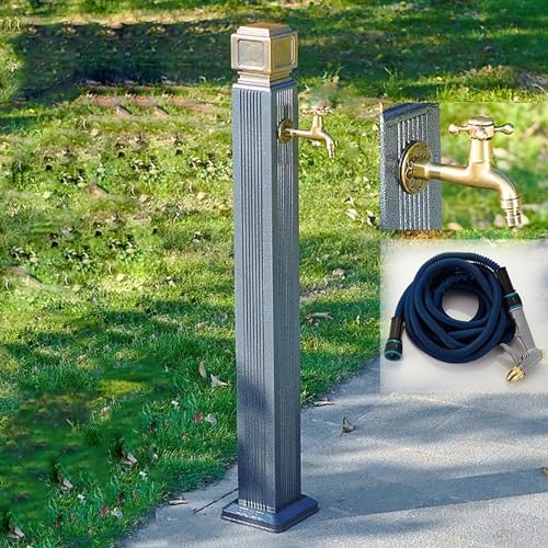 UWYTGF Water Column Garden Faucet Freestanding Outdoor Faucet Stand with Frost Free Long Faucet Vertical Garden Water Column Floor Mount Water Tap,One Color,with Faucet+Spray Gun