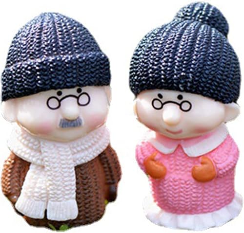 Colorido Miniaturas para parejas decoración de jardín de hadas portátil para parejas estatuas ropa de invierno color rosa