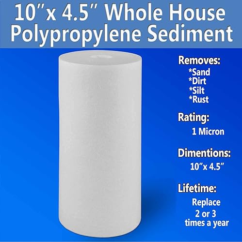 Miniatura 6 de Ronaqua Filtros de agua de repuesto para sedimentos grandes, cartuchos de 1 micrón, de 4.5 x 10 pulgadas, bien combinados con RFC-BBSA, W15-PR,