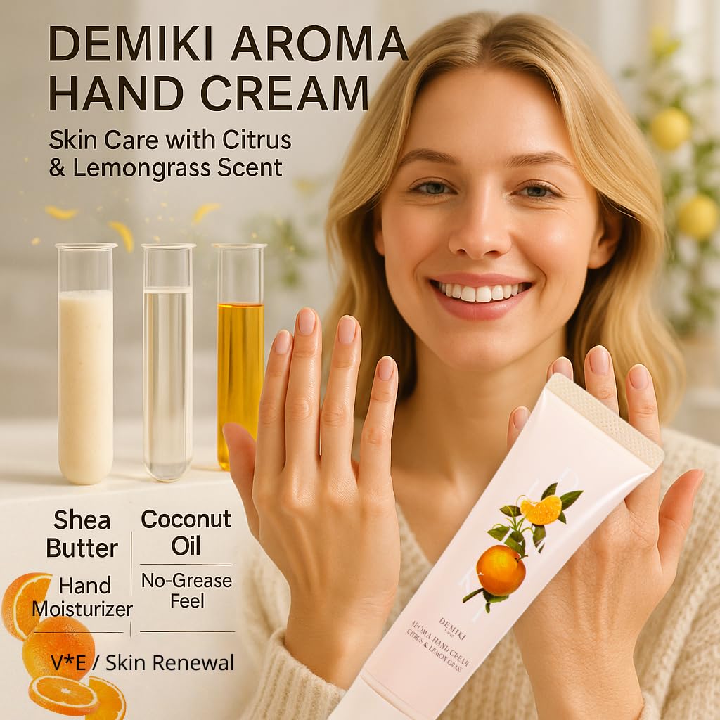 DEMIKI Shea Butter Hand Cream for Dry Cracked Hands | Japanese Skin Care Hand Lotion with Shea Butter, Coconut Oil | Hand Cream for Women | Travel Essentials | Travel Size 50g/1.7fl. oz - Image 2