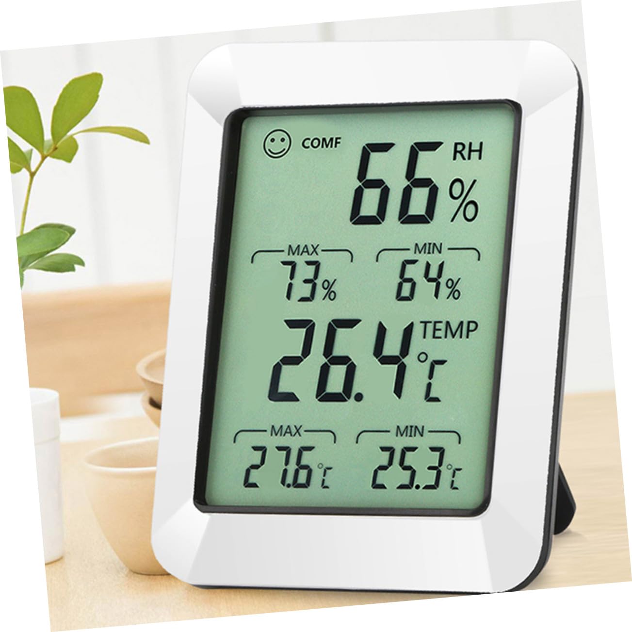 TOYANDONA 1pezzi Termometro e Igrometro Digitale Display Ampio Sensore Accurato Supporto per Casa Camera da Letto Soggiorno Ufficio senza Batteria