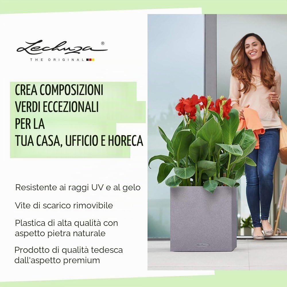 LECHUZA CUBE Triple Rosso Scarlatto Lucido High Gloss 13672