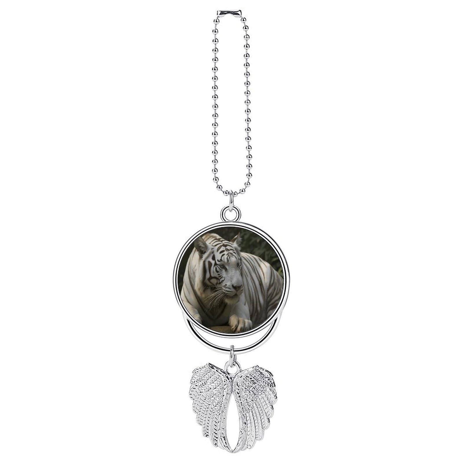 White Bengal Tiger Car Pendant Personalized Car Hanging Ornament Auto Rear View Mirror Hanging Decoration Accessories Metal Cars Interior Ornament for Most Cars Truck SUV