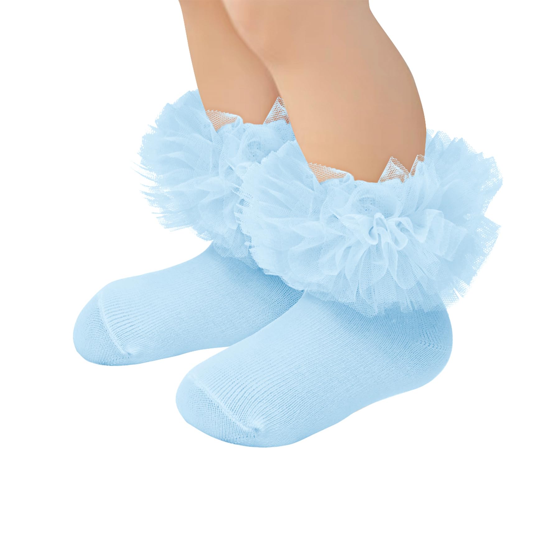 Zando Toddler Ruffle Socks for Girls 1-10 Years Baby Lace Frilly Tutu Socks