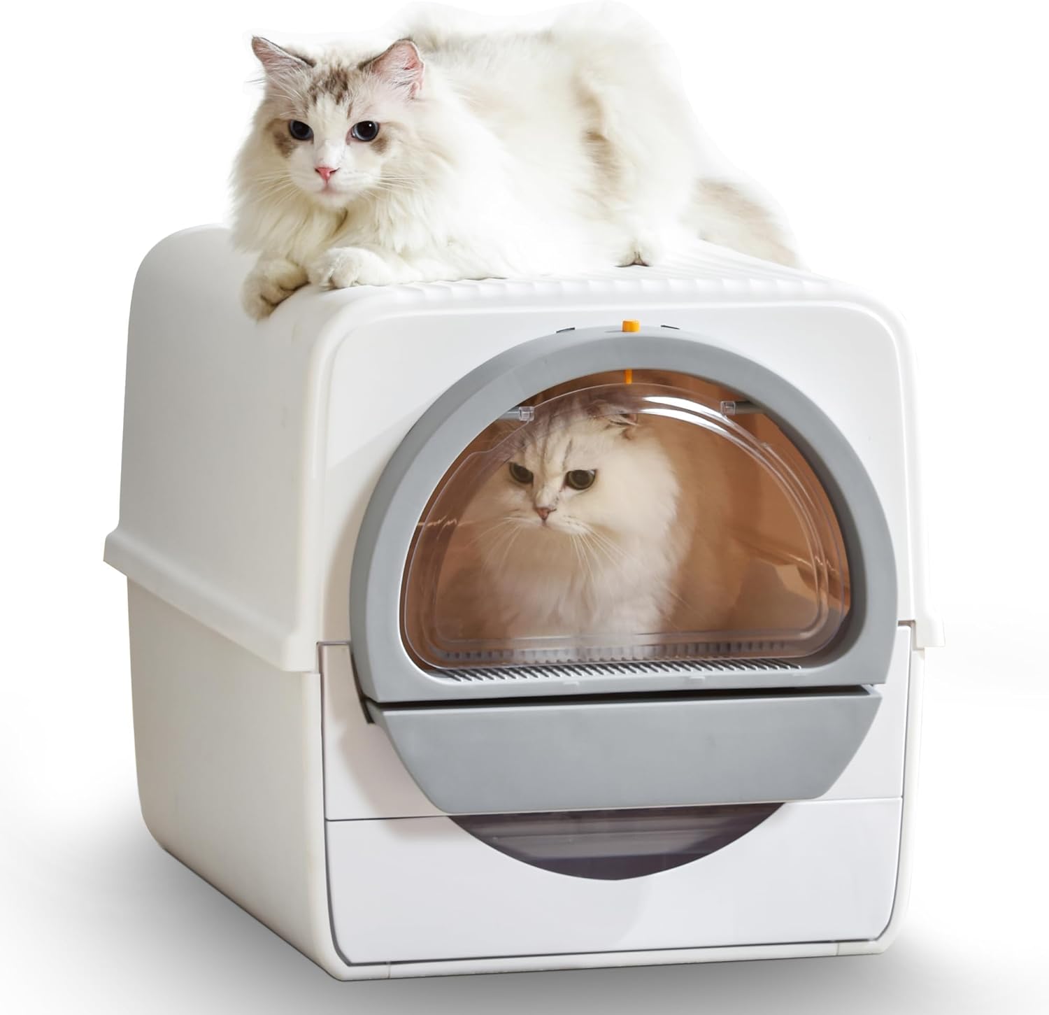 Large Self Cleaning Cat Litter Box for Multi Cats, Pull and Scoop Kitty Litter Box with Lid, Odorless Cat Litter Box with 4.4lb Cat Litter, Semi-Auto Litter Scoop Easier Cleaning
