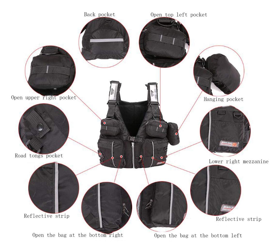Chaleco de Pesca con Mosca Chaqueta de Bolsillo Al Aire Libre Chaleco de Red de Secado rápido Chaleco de Pesca de Ocio al Aire Libre Fotografía de Viaje Chaleco Negro Hombres y Mujeres