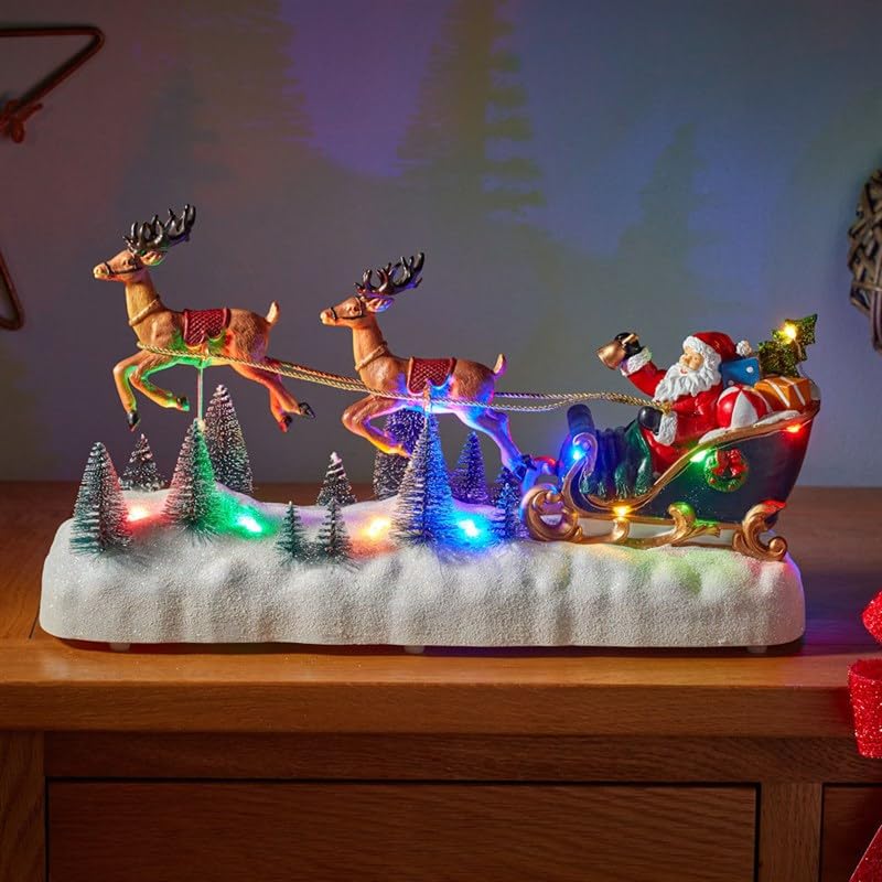 Smart Garden Three Kings 20cm Flying Reindeer! Light Up 3D Christmas Sleigh Scene (2571012)