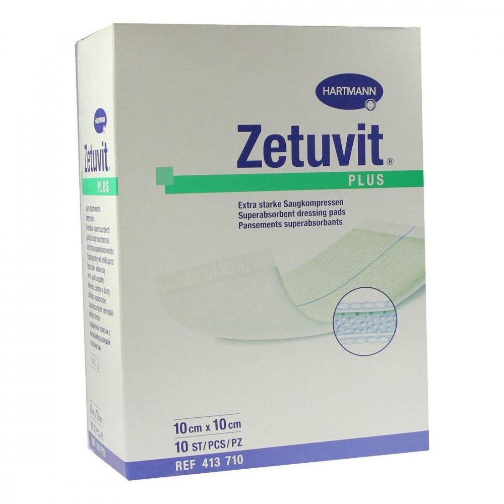 Hartmann D8647 Zetuvit Plus Food Sterile Dressing, 10cm x 10cm, Pack of 10