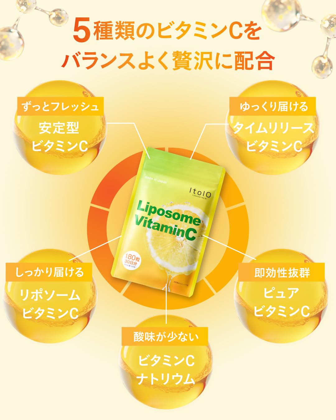 Amazon | ltolo 高濃度 持続型 ビタミンC サプリ 1000mg （ リポソーム