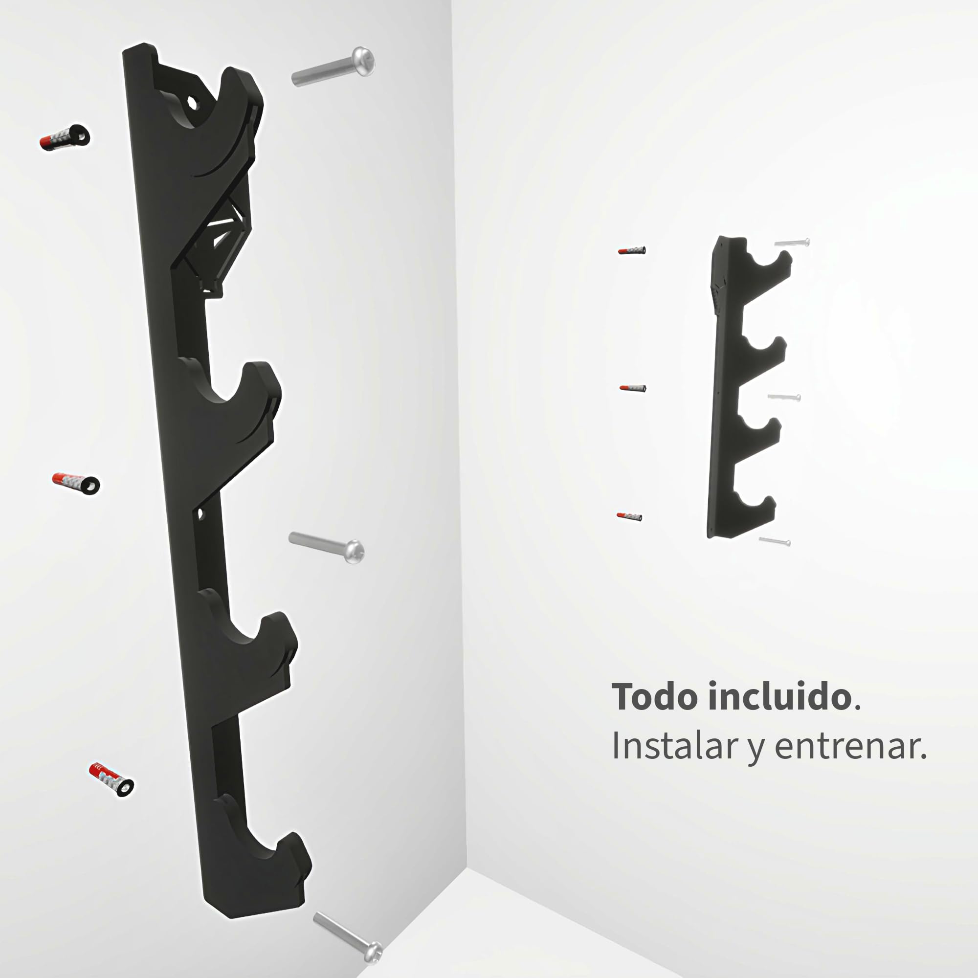Soporte Mural para Barras Olímpicas y EZ – 4 Barras, Acero S235JR 3mm, Hasta 150 kg – HORIZONTE