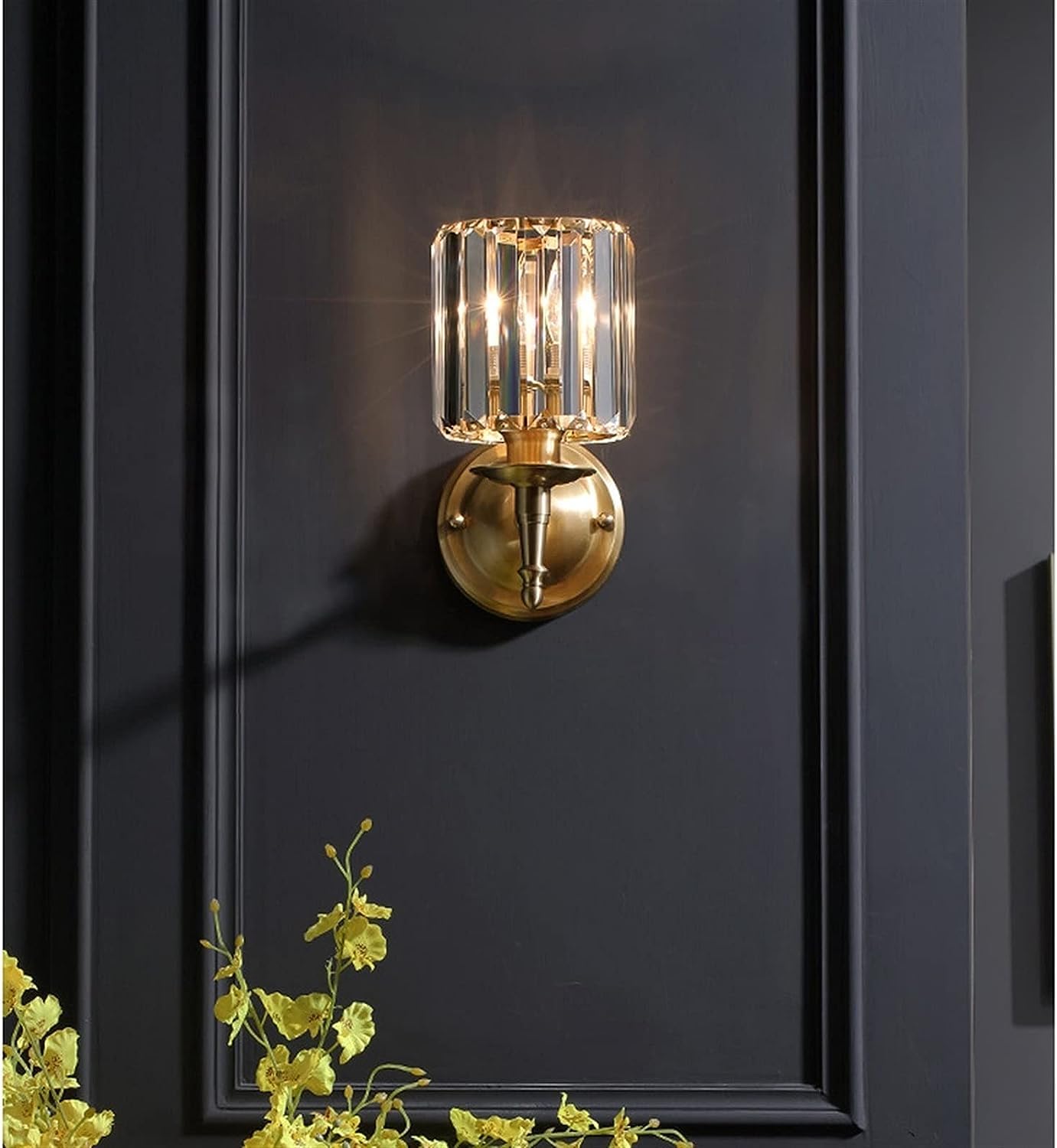 Applique da Parete in Cristallo per Interni Luci da Parete in Ottone Anticato Decorazioni A Candela Lampade da Parete Moderne A Sfera per Bagno Specchio Comodino Soggiorno Sala da Pranzo