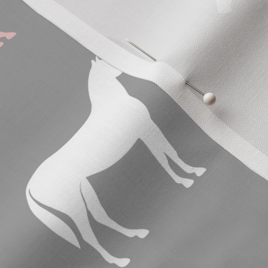 Spoonflower Fabric - Multi Horses Pink Grey Farm Horse Girl Little Arrow Printed on Petal Signature Cotton Fabric by The Yard - Sewing Quilting Apparel Crafts Decor