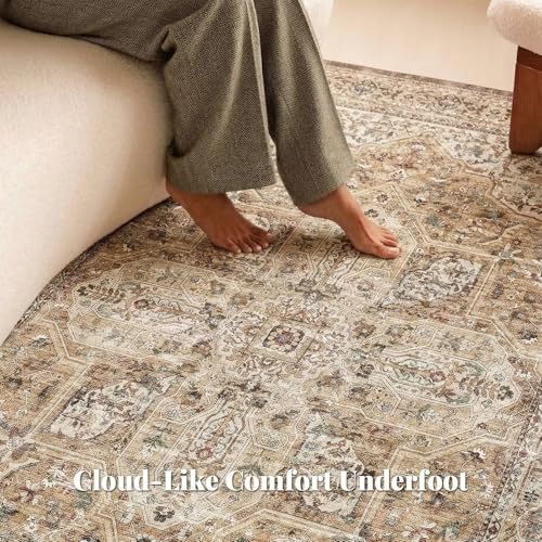 Tapete Boho Vintage 9x12 Pies Lavable Antideslizante miniatura 5