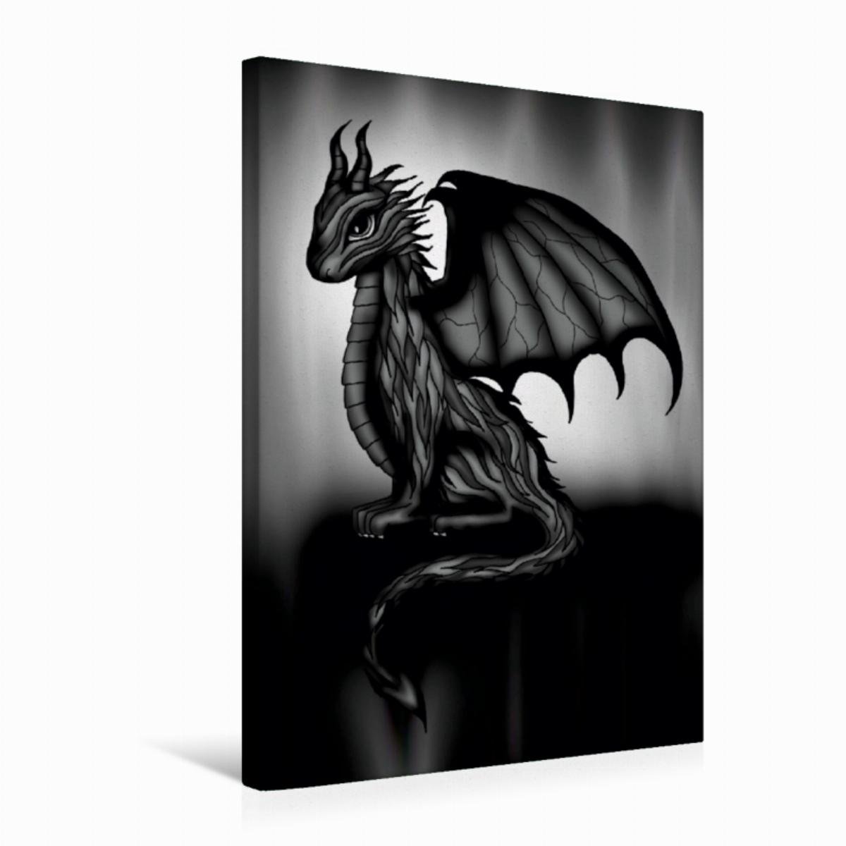 Premium Textil-Leinwand 50 x 75 cm Hoch-Format Fantasy Drache | Wandbild, HD-Bild auf Keilrahmen, Fertigbild auf hochwertigem Vlies, Leinwanddruck von Pezi Creation
