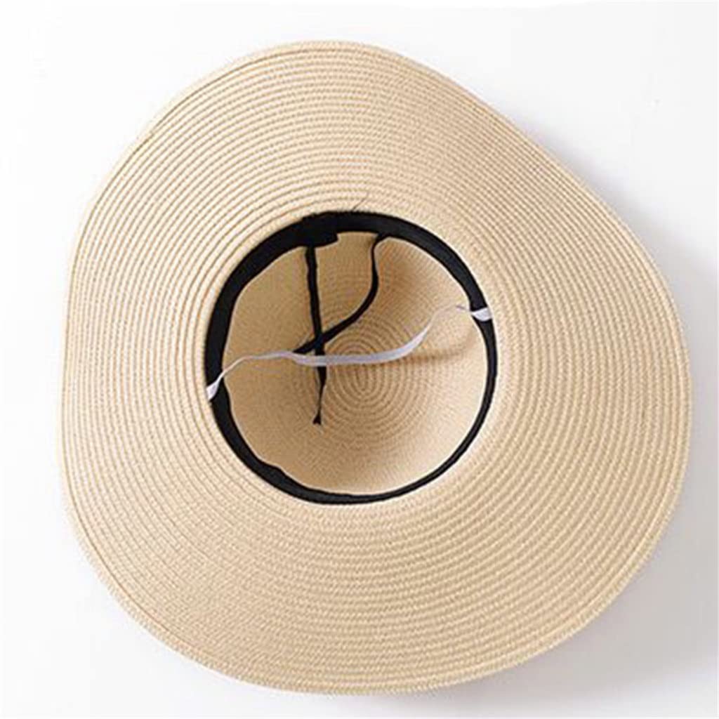 Cappello da Sole Femminile Estivo Female Ribbon Cappelli da Spiaggia Panama per Donne Cappello di Paglia Floppy (Colore: D, Dimensione: 56-58 cm)