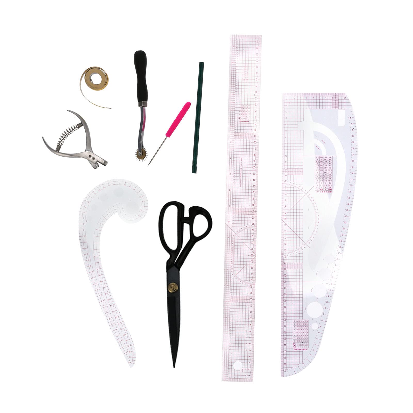 Multifunción Regla de Costura Alicates Cinta Tijeras Kit, Herramienta de Medida a Medida para DIY Costura Confección Diseñadores Patrones y Sastres